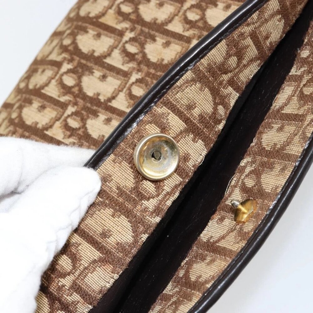 Christian Dior Trotter Canvas Shoulder Bag Brown Gold Auth 147503 - Picture 10 of 15